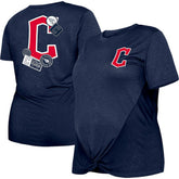 Cleveland Guardians New Era Women's Plus Size Two-Hit Front Knot T-Shirt - Navy T-shirts