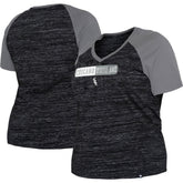 Chicago White Sox New Era Women's Plus Size Space Dye Raglan V-Neck T-Shirt - Black T-shirts