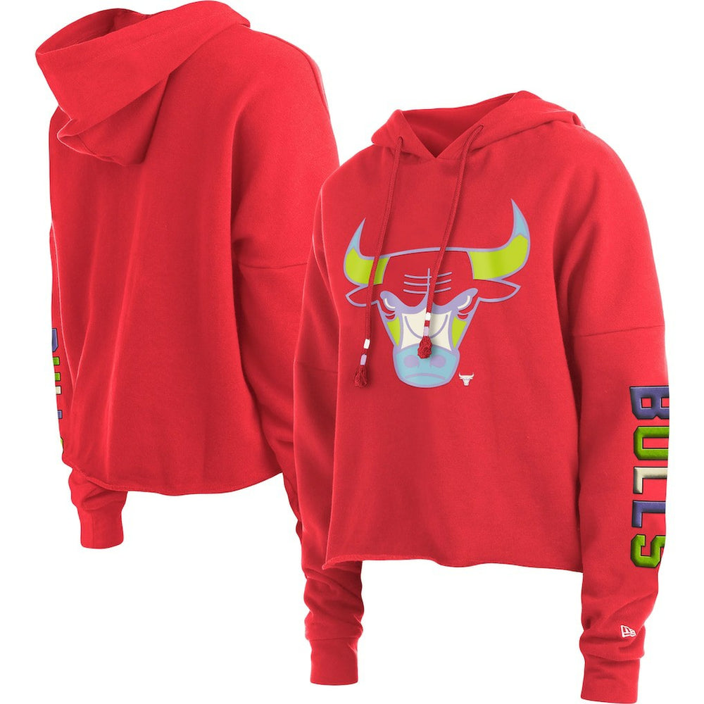Chicago Bulls Women's Color Pack Cropped Top Pullover Hoodie Red - New Era outlet