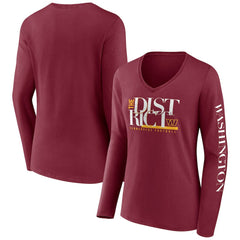 Washington Commanders Women's Hometown Sweep Long Sleeve V-Neck T-Shirt - Burgundy T-shirts