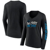 Carolina Panthers Women's Hometown Sweep Long Sleeve V-Neck T-Shirt - Black T-shirts