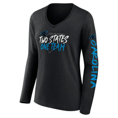 Carolina Panthers Women's Hometown Sweep Long Sleeve V-Neck T-Shirt - Black T-shirts