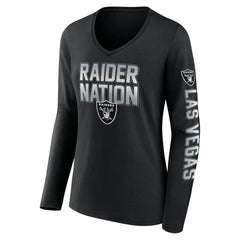 Las Vegas Raiders Women's Hometown Sweep Long Sleeve V-Neck T-Shirt - Black T-shirts