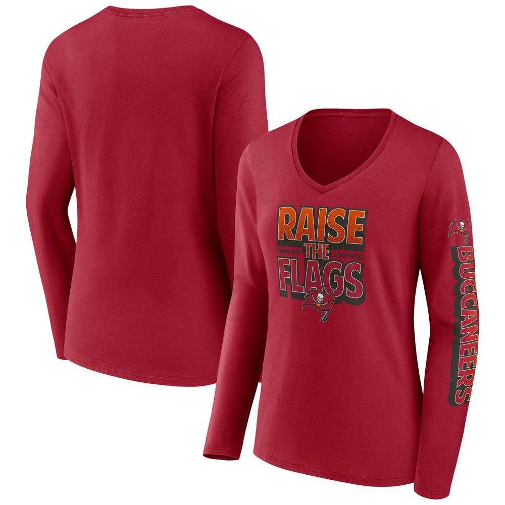 Tampa Bay Buccaneers Women's Hometown Sweep Long Sleeve V-Neck T-Shirt - Red T-shirts