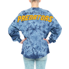 Nashville Predators Fanatics Women's Crystal-Dye Long Sleeve T-Shirt - Navy | US 4998559
