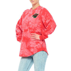Minnesota Wild Fanatics Women's Crystal-Dye Long Sleeve T-Shirt - Red | US 4998570
