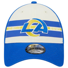 Los Angeles Rams New Era Team Stripe Trucker 9FORTY Snapback Hat - Cream/Royal Hats