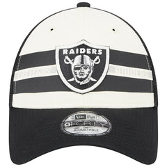 Las Vegas Raiders New Era Team Stripe Trucker 9FORTY Snapback Hat - Cream/Black Hats