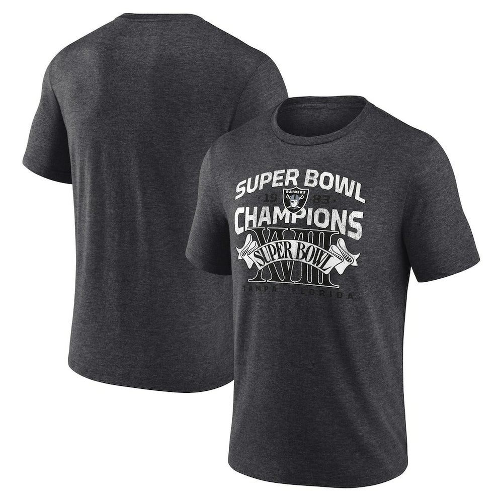 Las Vegas Raiders Hometown Old-Fashioned Super Bowl XVIII Champions Tri-Blend T-Shirt - Charcoal T-shirts