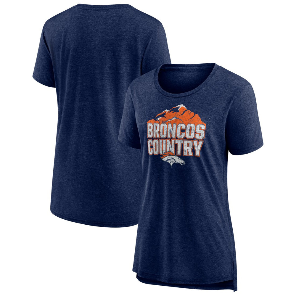 Denver Broncos Women's Hometown First Down Tri-Blend T-Shirt - Heather Navy T-shirts