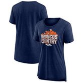 Denver Broncos Women's Hometown First Down Tri-Blend T-Shirt - Heather Navy T-shirts