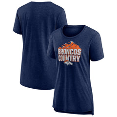 Denver Broncos Women's Hometown First Down Tri-Blend T-Shirt - Heather Navy T-shirts