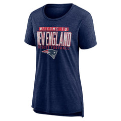 New England Patriots Women's Hometown First Down Tri-Blend T-Shirt - Heather Navy T-shirts