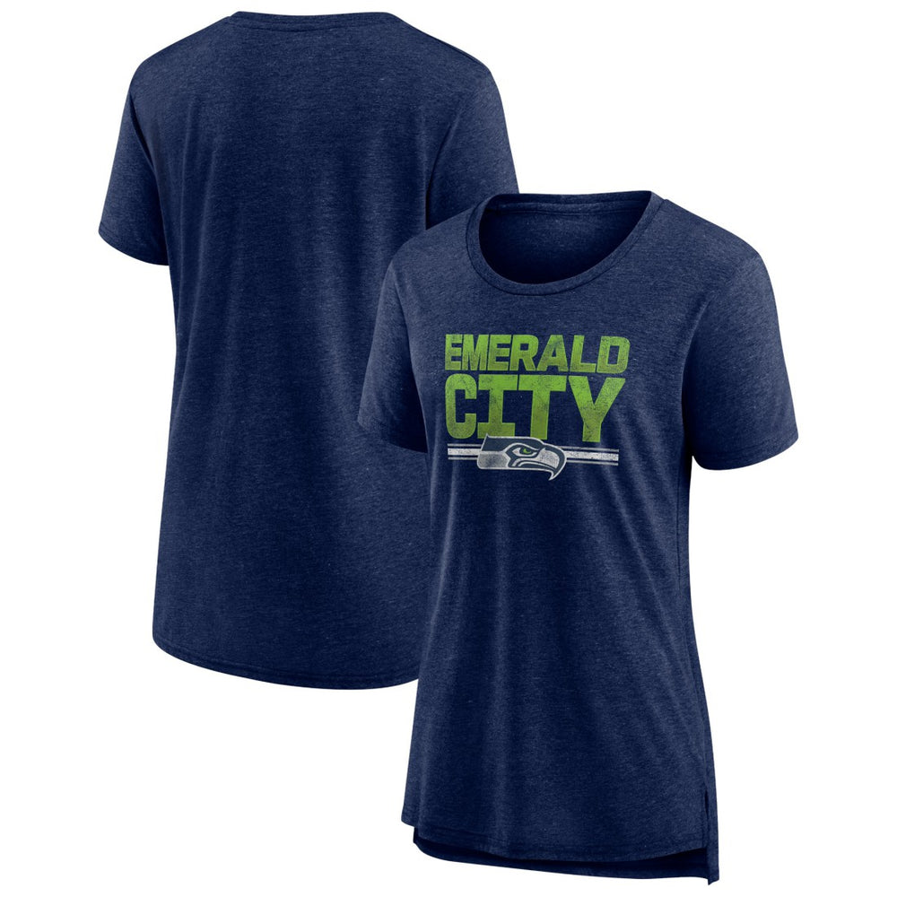 Seattle Seahawks Women's Hometown First Down Tri-Blend T-Shirt - Heather College Navy T-shirts