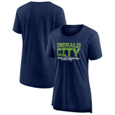 Seattle Seahawks Women's Hometown First Down Tri-Blend T-Shirt - Heather College Navy T-shirts