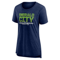 Seattle Seahawks Women's Hometown First Down Tri-Blend T-Shirt - Heather College Navy T-shirts