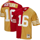 Joe Montana San Francisco 49ers 1990 Split Legacy Replica Jersey - Scarlet/Gold Jerseys