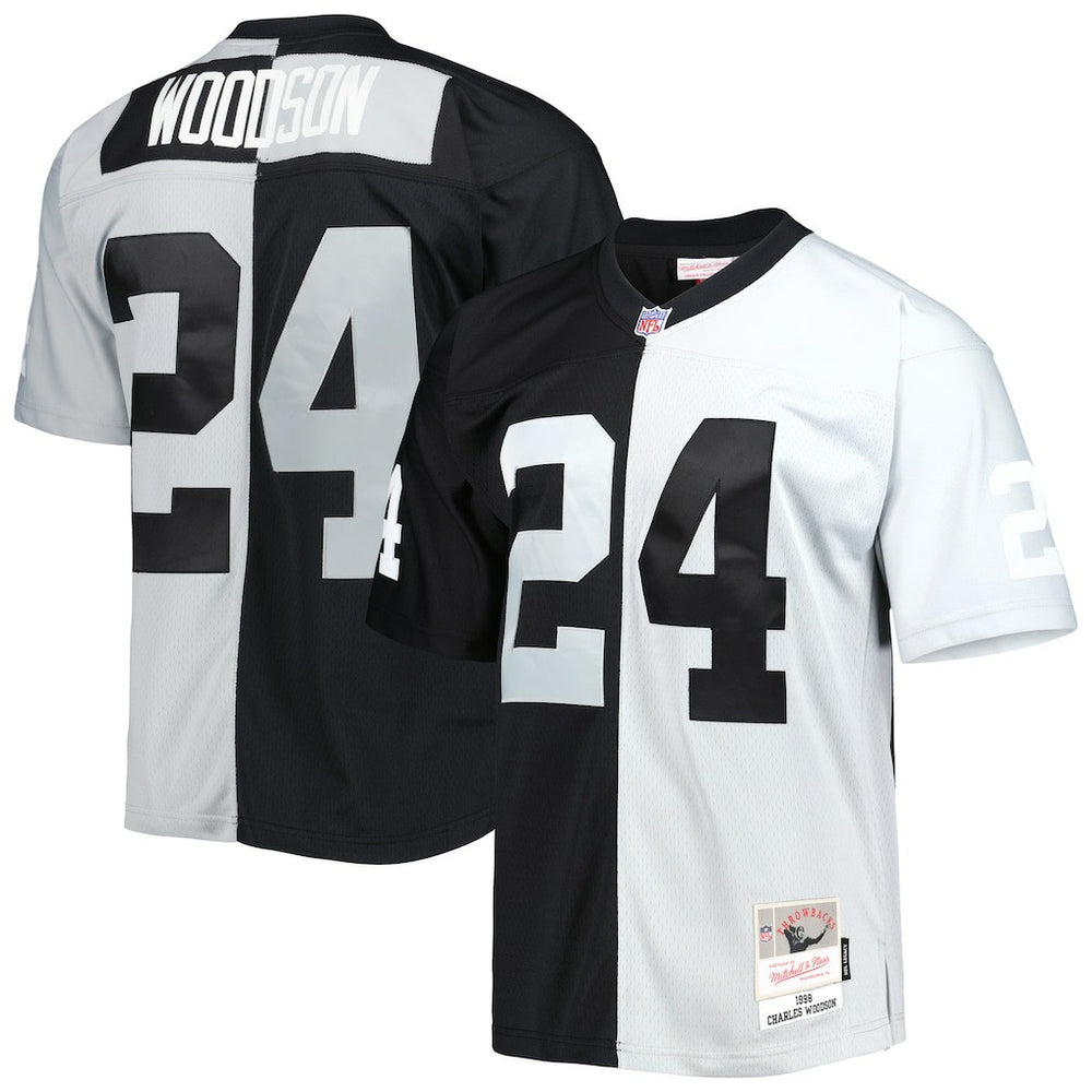 Charles Woodson Las Vegas Raiders 1998 Split Legacy Replica Jersey - Black/Silver Jerseys