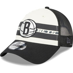 Brooklyn Nets Stripes 9FORTY Trucker Snapback Hat Black - New Era