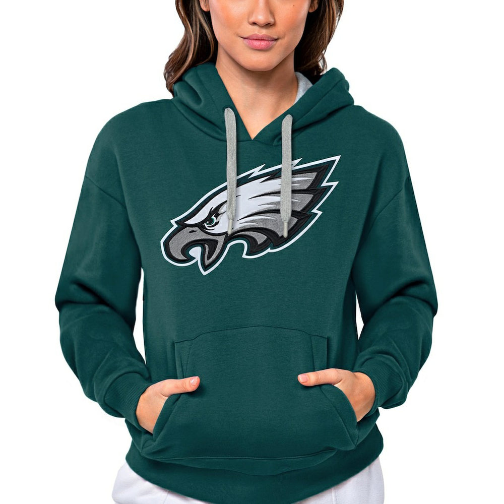 Philadelphia Eagles Antigua Women's Victory Logo Pullover Hoodie - Midnight Green Hoodies