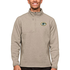 Green Bay Packers Antigua Course Quarter-Zip Pullover Top - Oatmeal Pullover