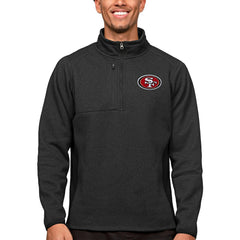 San Francisco 49ers Antigua Course Quarter-Zip Pullover Top - Heathered Black Pullover