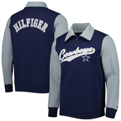 Dallas Cowboys Tommy Hilfiger Aiden Quarter-Zip Sweatshirt - Navy/Silver Sweatshirts