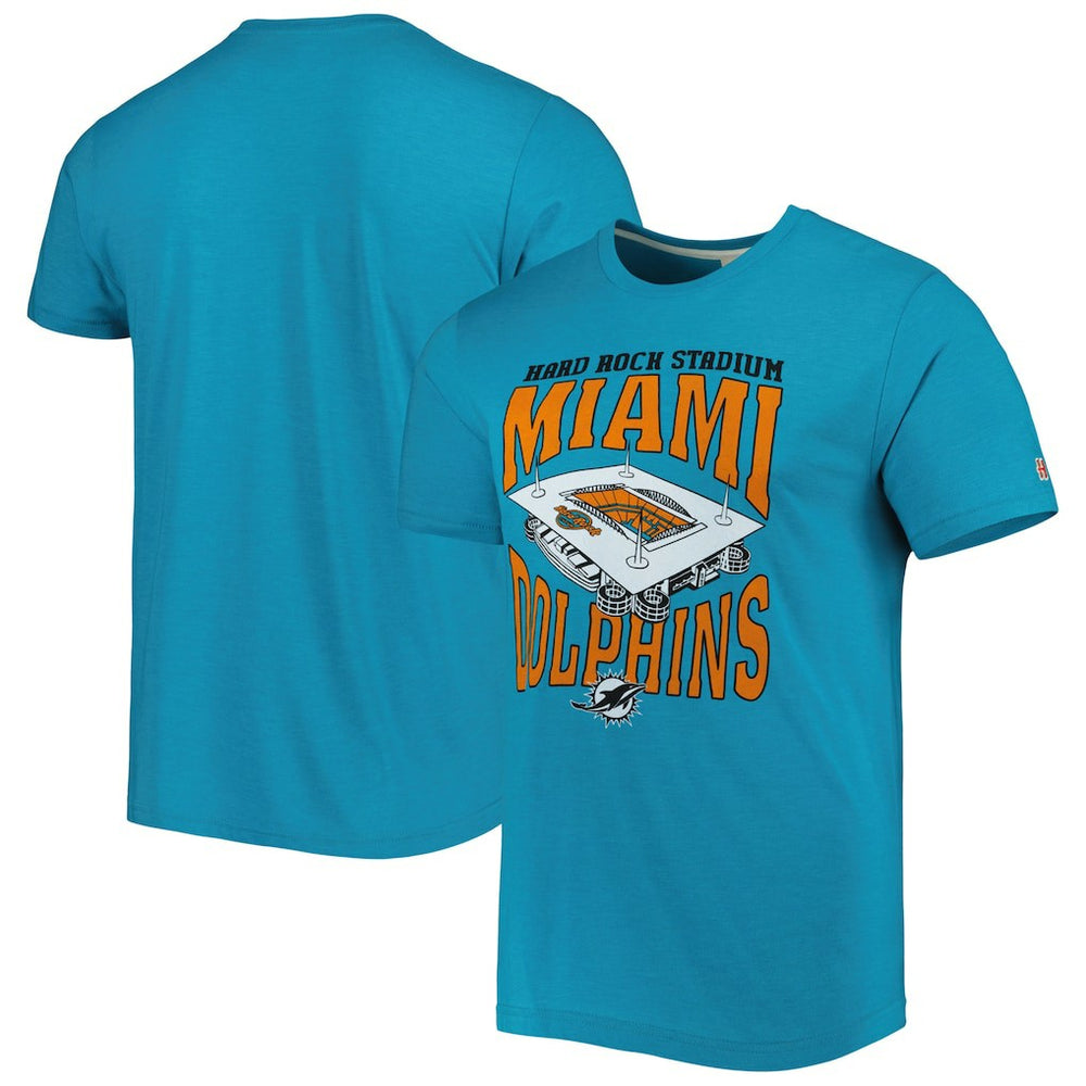 Miami Dolphins Homage Stadium Tri-Blend T-Shirt - Aqua T-shirts