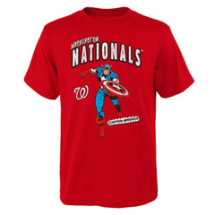 Washington Nationals Youth Team Captain America Marvel T-Shirt - Red T-shirts