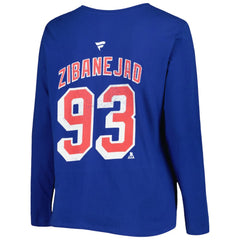 New York Rangers Profile Women's Plus Size Distressed Printed Name & Number Long Sleeve T-Shirt - Blue | US 5014727