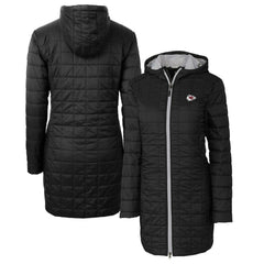 Kansas City Chiefs Cutter & Buck Women's Rainier Primaloft Eco Hooded Long Lightweight Coat - Black