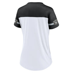 Las Vegas Raiders Women's Dueling Slant V-Neck Lace-Up T-Shirt - White T-shirts