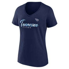Tennessee Titans Women's Shine Time V-Neck T-Shirt - Navy T-shirts