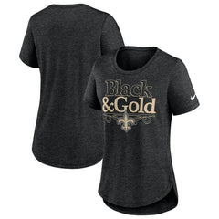 New Orleans Saints Women's Local Fashion Tri-Blend T-Shirt - Heather Black T-shirts
