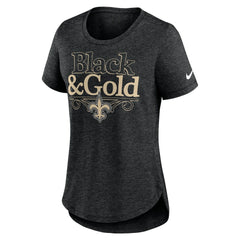New Orleans Saints Women's Local Fashion Tri-Blend T-Shirt - Heather Black T-shirts