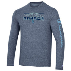 Seattle Kraken Champion Tri-Blend Long Sleeve T-Shirt - Heather Navy | US 5020583
