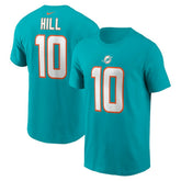 Tyreek Hill Miami Dolphins Player Name & Number T-Shirt - Aqua T-shirts