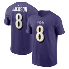 Lamar Jackson Baltimore Ravens Player Name & Number T-Shirt - Purple T-shirts