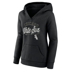 Chicago White Sox Fanatics Women's Simplicity Crossover V-Neck Pullover Hoodie - Black Hoodies