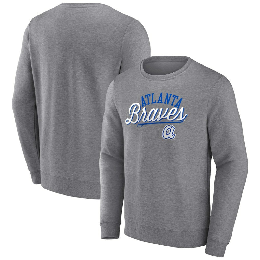 Atlanta Braves Heather Gray Fanatics Simplicity Pullover Sweatshirt Pullover