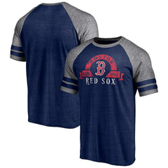 Boston Red Sox Fanatics Utility Two-Stripe Raglan Tri-Blend T-Shirt - Heather Navy T-shirts