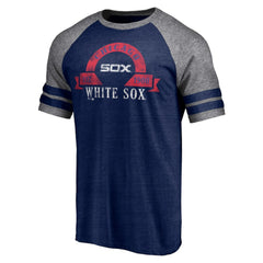 Chicago White Sox Fanatics Utility Two-Stripe Raglan Tri-Blend T-Shirt - Heather Navy T-shirts
