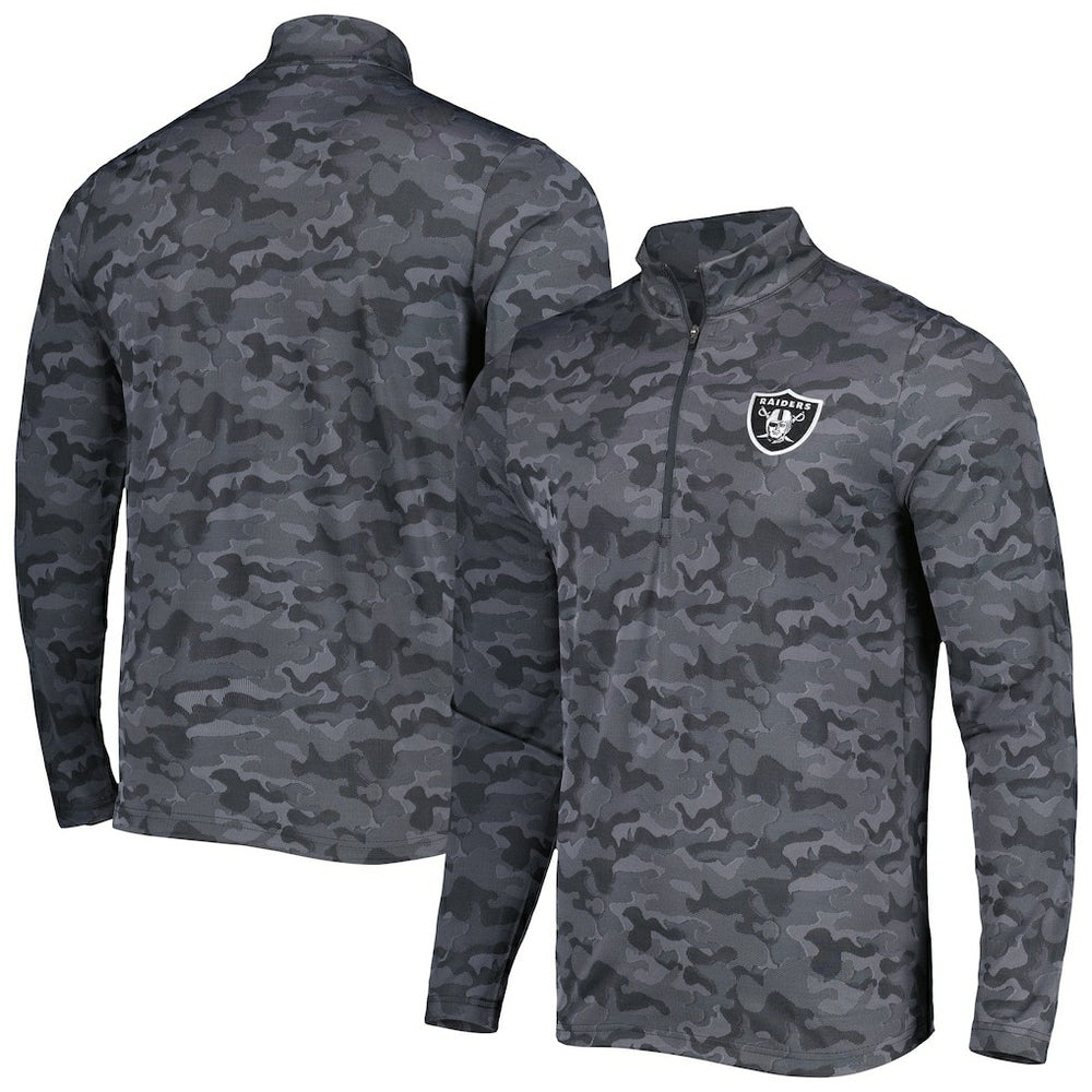 Las Vegas Raiders Antigua Brigade Quarter-Zip Sweatshirt - Black Sweatshirts