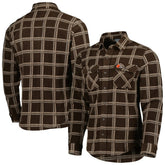 Cleveland Browns Antigua Industry Flannel Button-Up Shirt Jacket - Brown Jackets