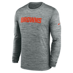 Cleveland Browns Sideline Team Velocity Performance Long Sleeve T-Shirt - Heather Gray T-shirts