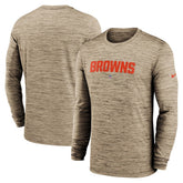 Cleveland Browns Sideline Team Velocity Performance Long Sleeve T-Shirt - Brown T-shirts
