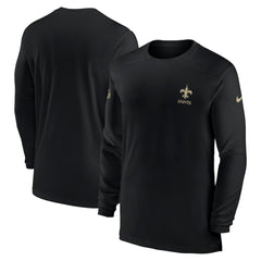New Orleans Saints Sideline Coach Performance Long Sleeve T-Shirt - Black T-shirts