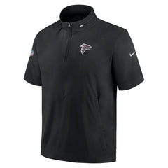 Atlanta Falcons Sideline Coach Short Sleeve Hoodie Quarter-Zip Jacket - Black - Black Hoodies