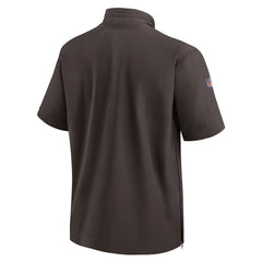 Cleveland Browns Sideline Coach Short Sleeve Hoodie Quarter-Zip Jacket - Brown - Brown Hoodies