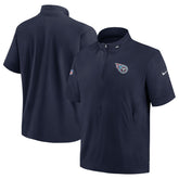 Tennessee Titans Sideline Coach Short Sleeve Hoodie Quarter-Zip Jacket - Navy - Navy Hoodies